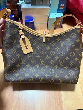 Louis Vuitton Brown Monogram Canvas Shoulder Bag with Tan Trim